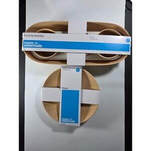 Room Essentials™ Four 8.5" Salad Plates and Matching 4 pcs Tray & Dip Bowl Set